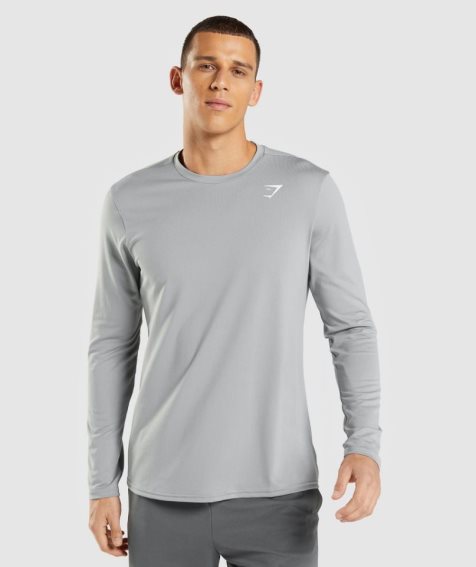 Men's Gymshark Arrival Long Sleeve T-Shirts Grey | NZ 6VSIQN